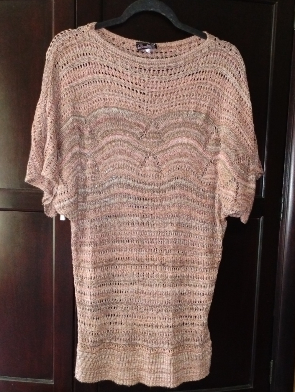 Light Rose Crochet Scoop-Neck Sweater Tunic - Unbranded
